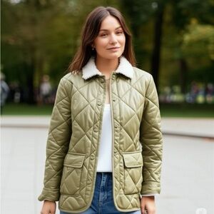 Lucky Brand Green Puffer Jacket with Quilted Design